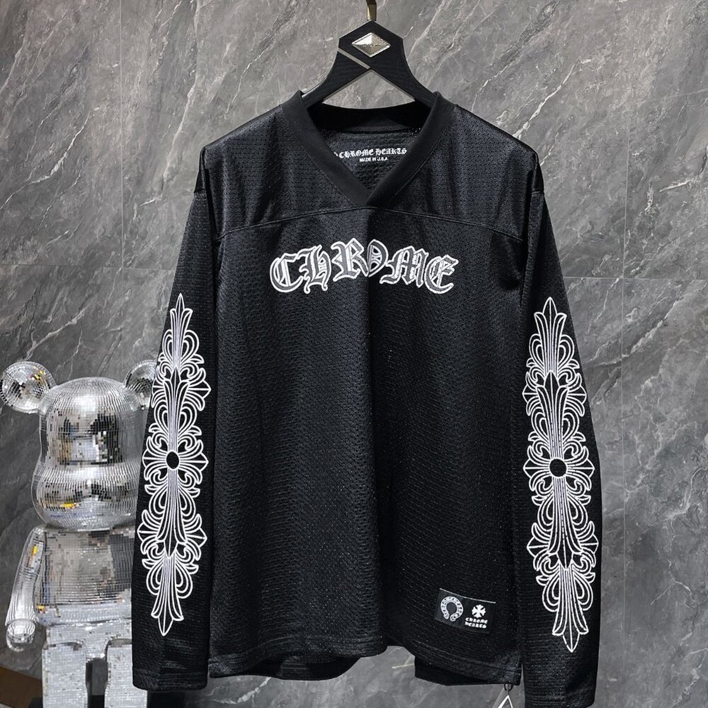 Black Chrome Hearts Long Sleeve Mesh Jersey
